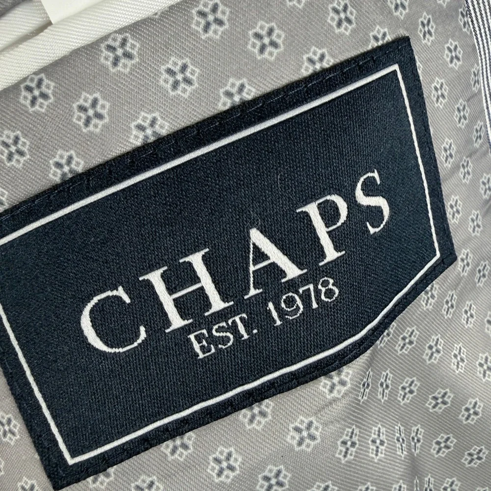 Chaps Blazer Mens 42R Blue Seersucker Striped Two Button Formal Coat‎ Geometric